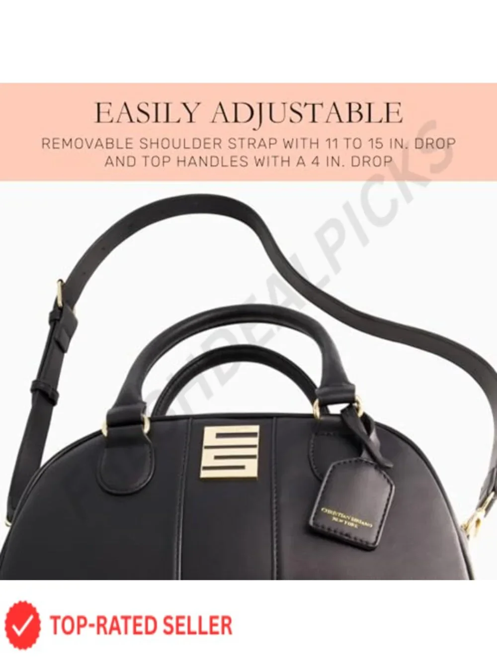 Christian Siriano Milano Bowling Satchel Crossbody Handbag with Adjustable Strap